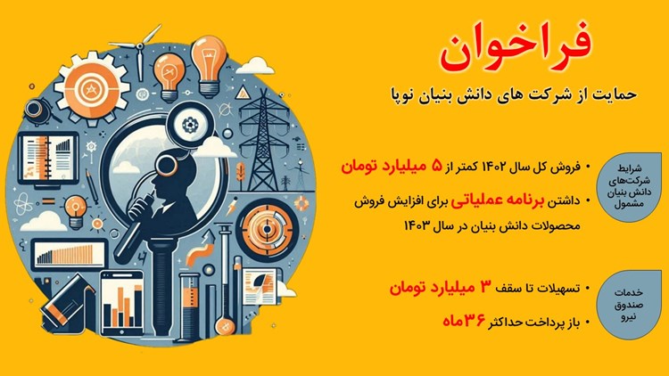 فراخوان حمایت از شرکت های دانش بنیان نوپا